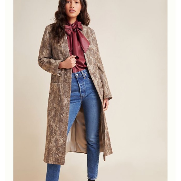 Anthropologie Jackets & Blazers - Anthro Helene Berman Sage Snake-Printed Coat